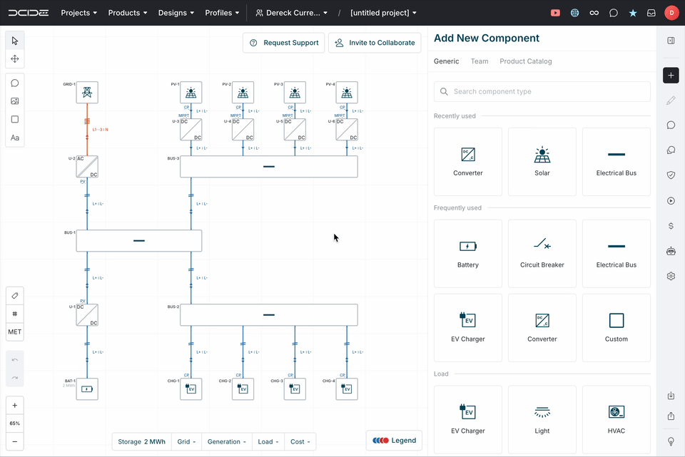 Battery charging and discharging in DCIDE