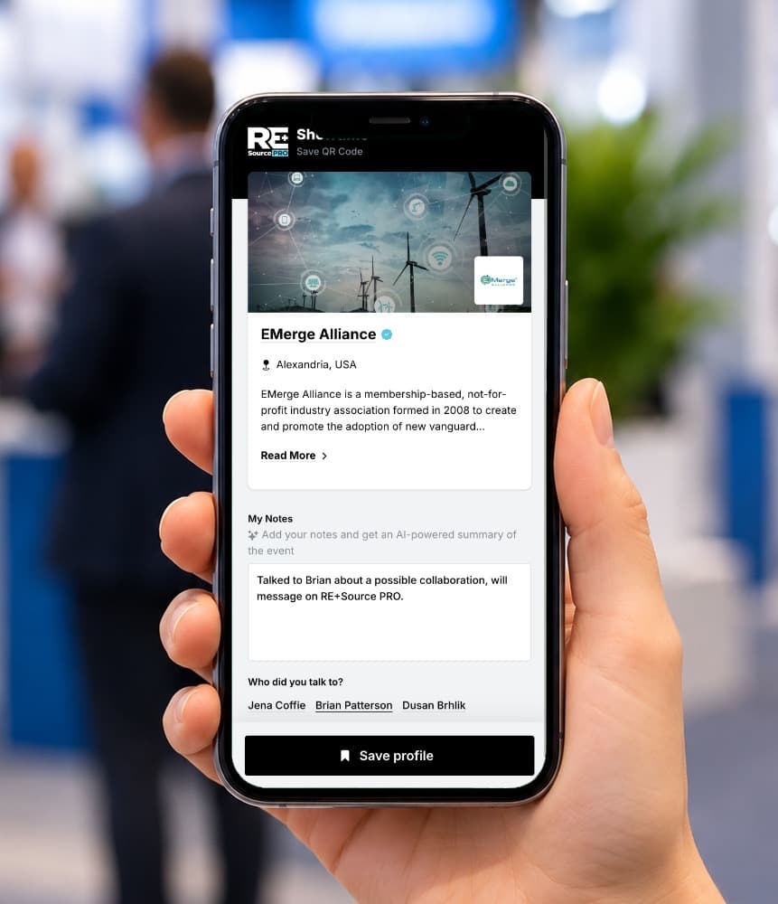 Saving a company profile after scanning its QR code